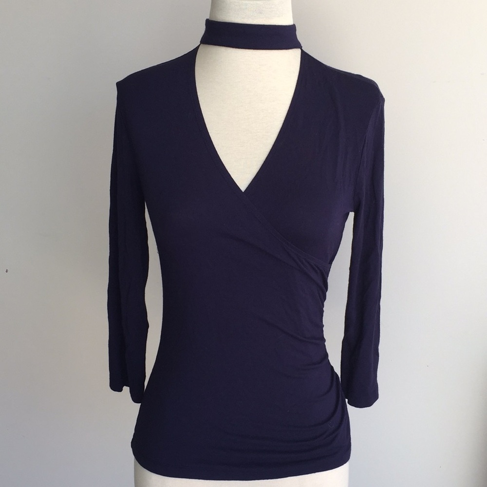 Navy Wrap top with Choker